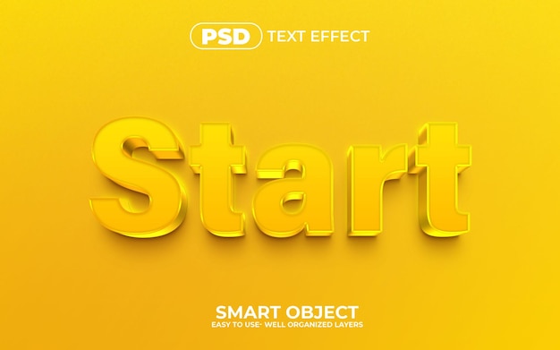 PSD iniciar modelo de efeito de texto editável em 3d