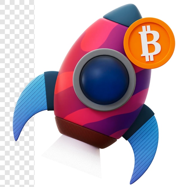 PSD inicio de bitcoin de ilustración 3d