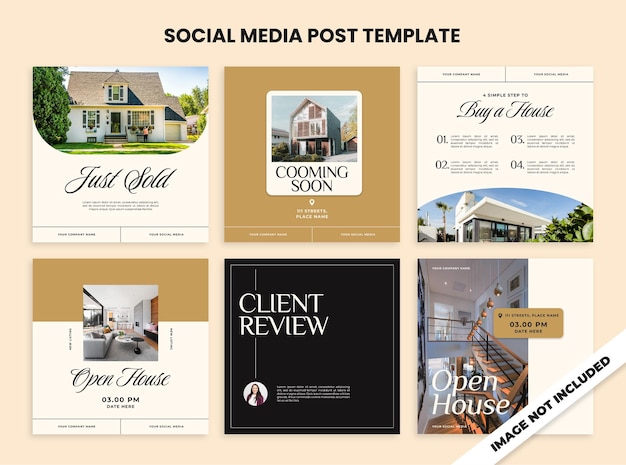 PSD inmobiliario elegante y moderno instagram post feed plantilla colección de banners 1