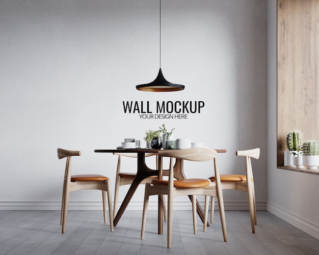 Innen esszimmer wand mockup