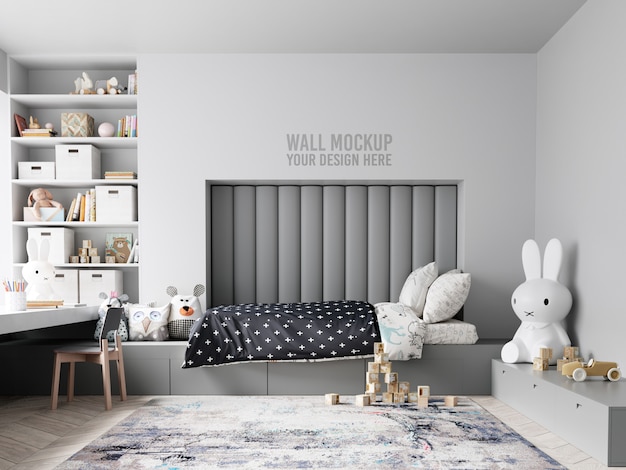 Innen Kinderzimmer Wand Mockup