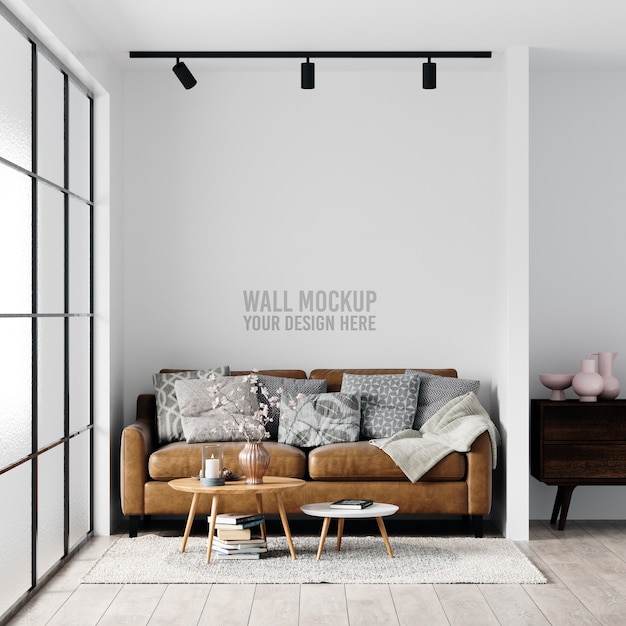 Innen Wohnzimmer Wand Mockup