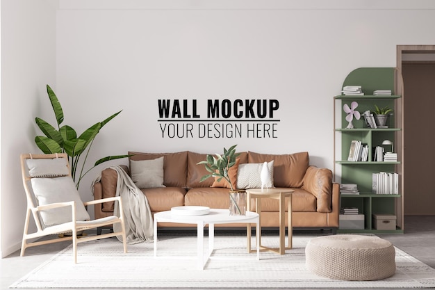 Innen Wohnzimmer Wand Mockup