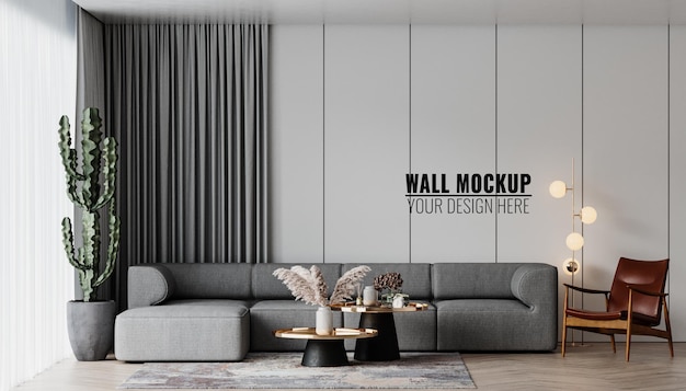 Innen Wohnzimmer Wand Mockup