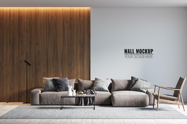 Innen wohnzimmer wand mockup