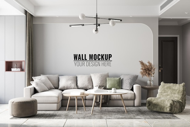 Innen Wohnzimmer Wand Mockup