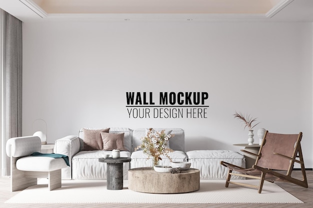 Innen wohnzimmer wand mockup