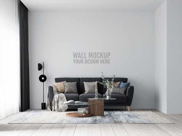 Innen Wohnzimmer Wand Mockup