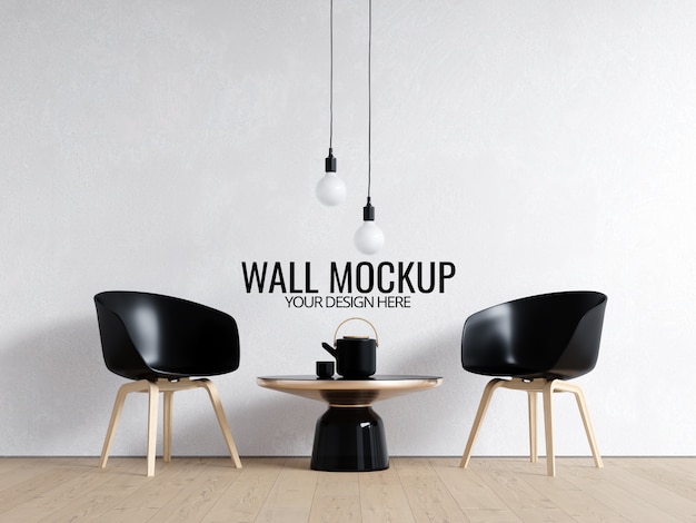 Innen Wohnzimmer Wand Mockup