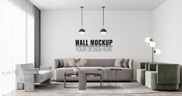 Innen Wohnzimmer Wand Mockup