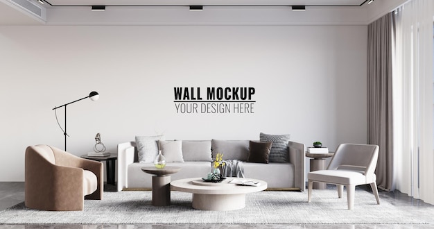 Innen wohnzimmer wand mockup