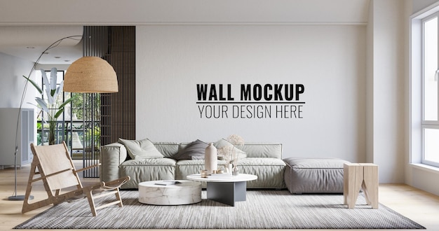 Innen Wohnzimmer Wand Mockup