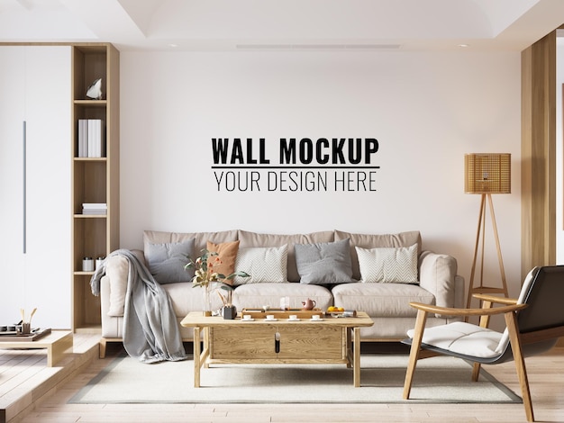 Innen Wohnzimmer Wand Mockup