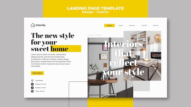 Innenarchitektur landingpage vorlage