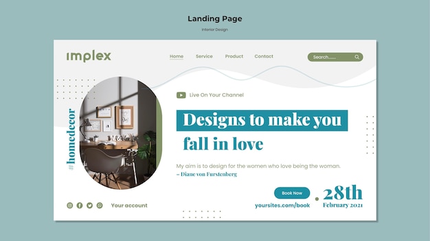 Innenarchitektur landingpage vorlage