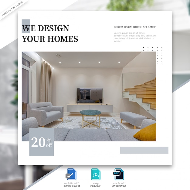 Innenarchitektur social media beiträge vorlage premium psd