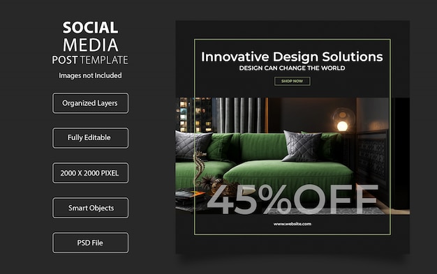 PSD innenarchitektur social media post vorlage