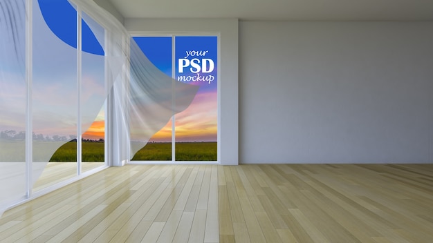 PSD innenarchitekturwohnzimmer mit rahmenmodell und ansichtmodell