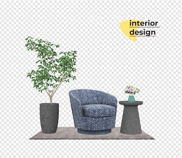 Innendekoration im 3d-rendering-design