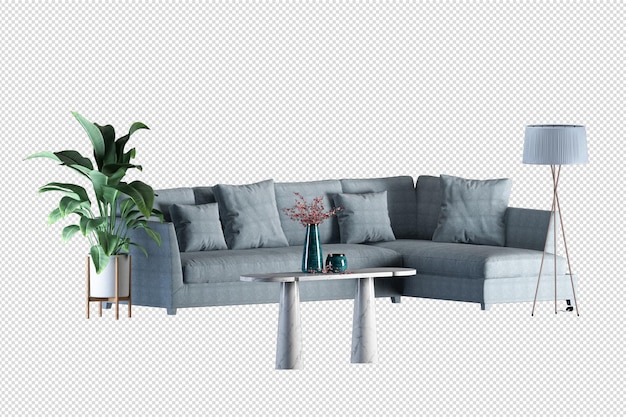 Innendekoration in 3D-Rendering eingestellt