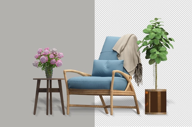 Innendekoration in 3D-Rendering eingestellt
