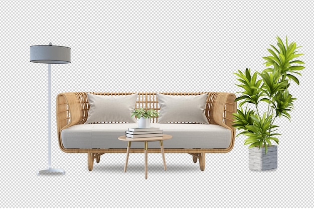 Innendekoration in 3D-Rendering eingestellt