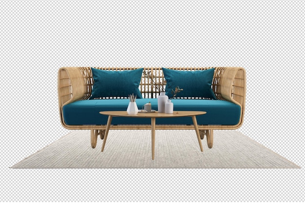 Innendekoration in 3D-Rendering eingestellt