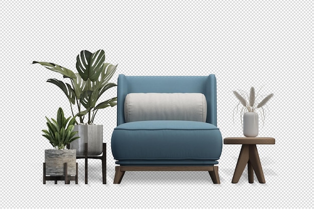 Innendekoration in 3D-Rendering gesetzt
