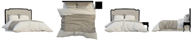 Innendekorationssatz von Luxusbett in 3D-Rendering