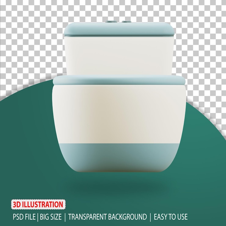 PSD inodoro 3d en representación de ilustración de baño con fondo transparente