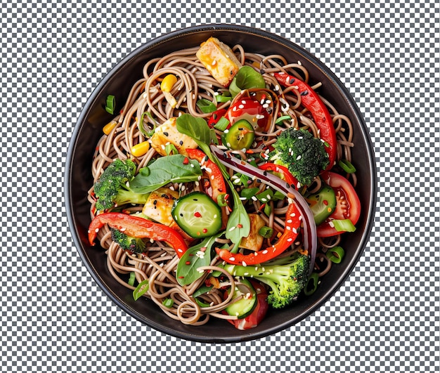Insalata di tagliatelle Soba piccante isolata su uno sfondo trasparente