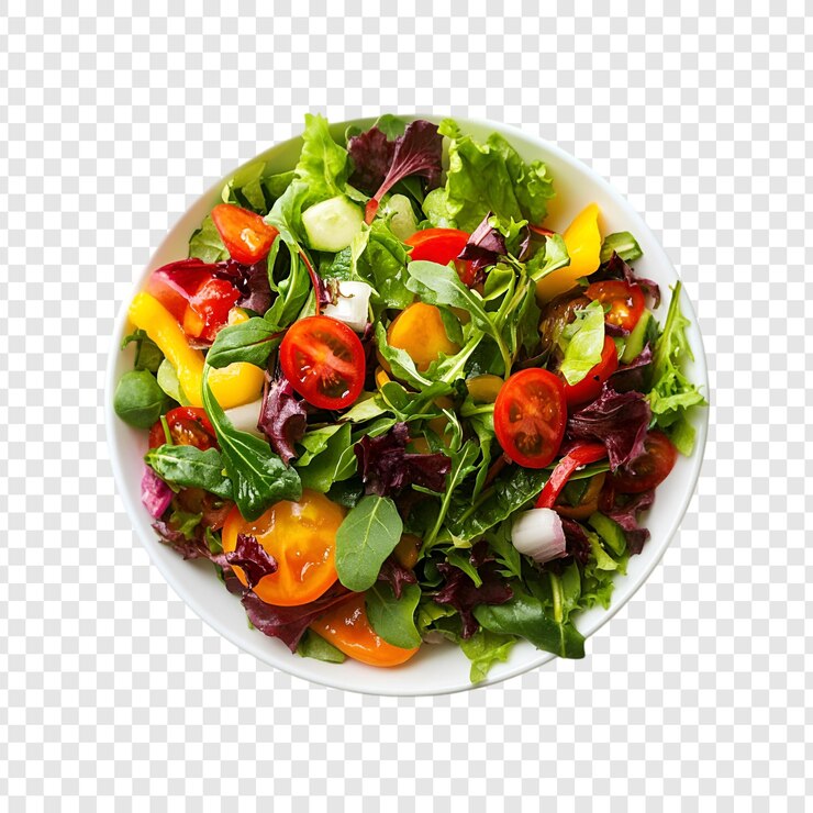 PSD insalata verde fresca con pomodori rossi e spezie