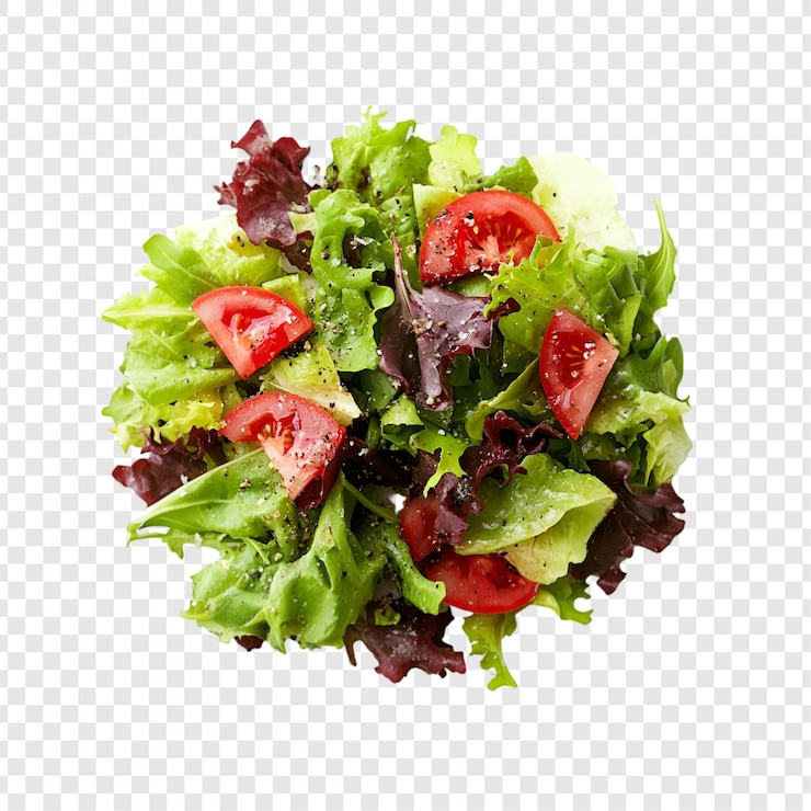 PSD insalata verde fresca con pomodori rossi e spezie