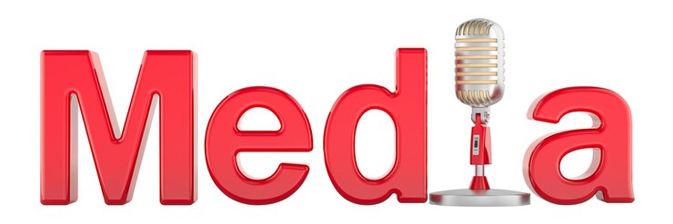 PSD inscripción en rojo con micrófono retro 3d aislada sobre un fondo transparente