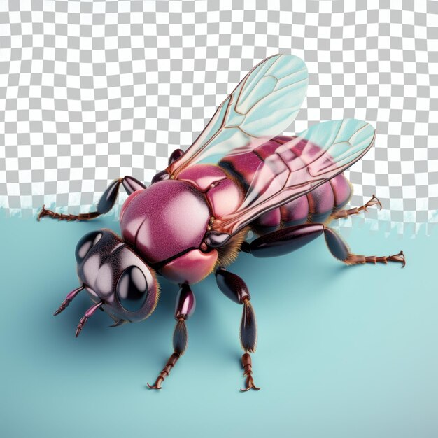 PSD un insecte avec un corps rouge et une queue à carreaux noirs et blancs