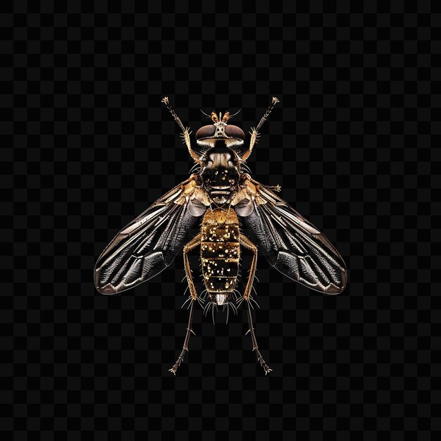 PSD un insecte doré avec une tête dorée et des ailes noires