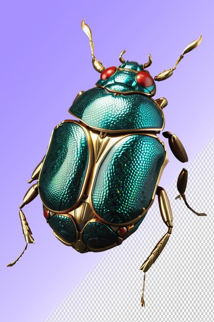PSD un insecto con una cabeza roja y una cabeza verde