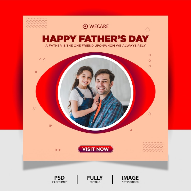 Insegna sociale dell'alberino di media di festa del papà di colore rosso
