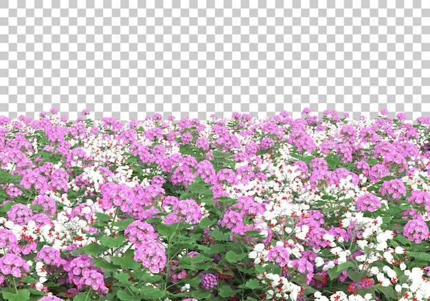 Insel der Blumen auf transparentem Hintergrund 3D-Darstellung