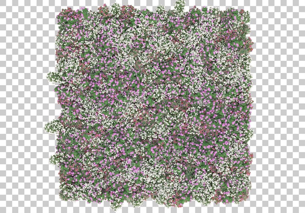 Insel der Blumen auf transparentem Hintergrund 3D-Darstellung