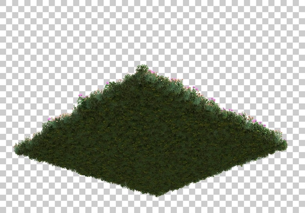 Insel der Blumen auf transparentem Hintergrund 3D-Darstellung