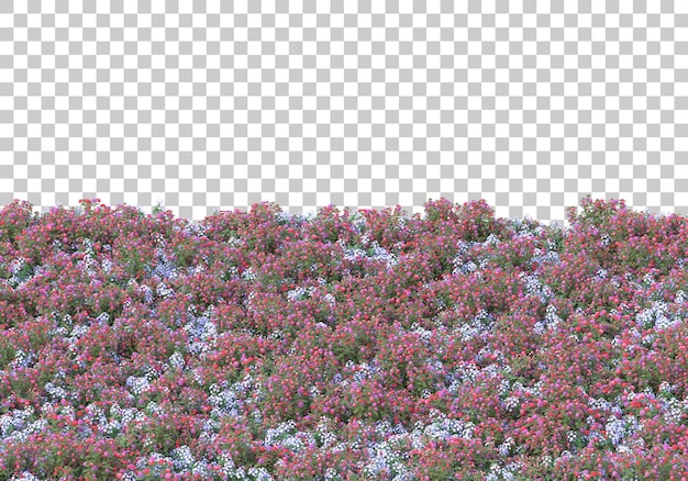 Insel der Pflanzen mit Blumen auf transparentem Hintergrund 3D-Darstellung