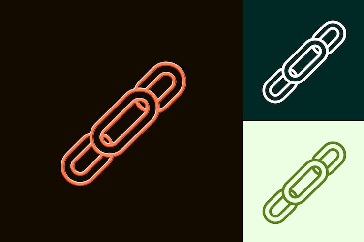 PSD insertar icono de enlace con un pequeño contorno de cadena y unas pocas líneas diseños de íconos minimalistas abstractos