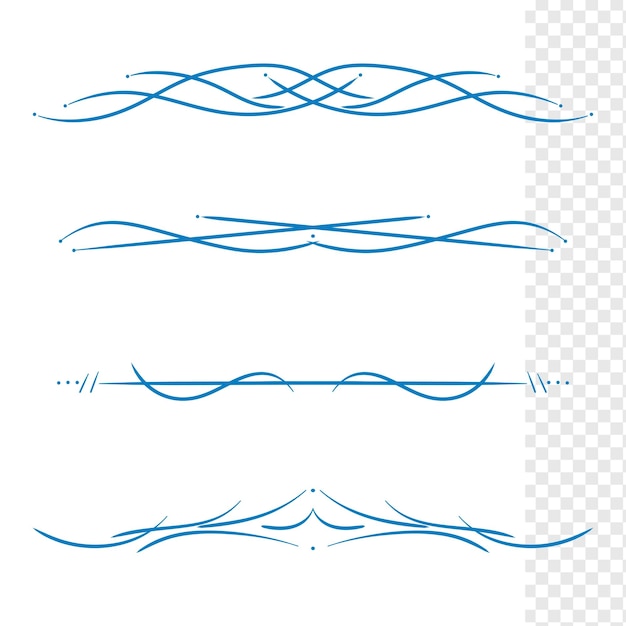 insieme di confini blu linea elemento di decorazione sfondo trasparente elemento di invito a nozze