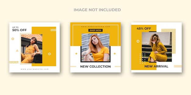 Insieme di modelli di social media di moda