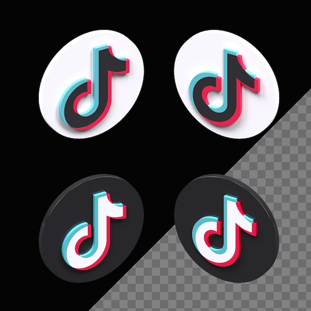 Insieme moderno dell'icona di tiktok 3d isolato