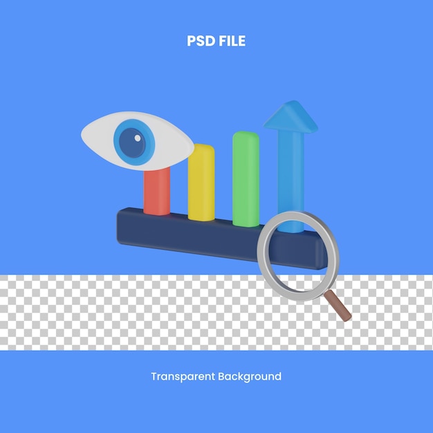 PSD insight de análise ícone de renderização 3d ilustração analytics