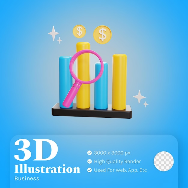 PSD insight negocio ilustración 3d