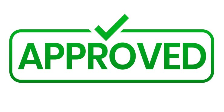 PSD insigne d'approbation vert avec marque de vérification