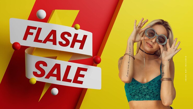 PSD insigne de vente flash avec ruban